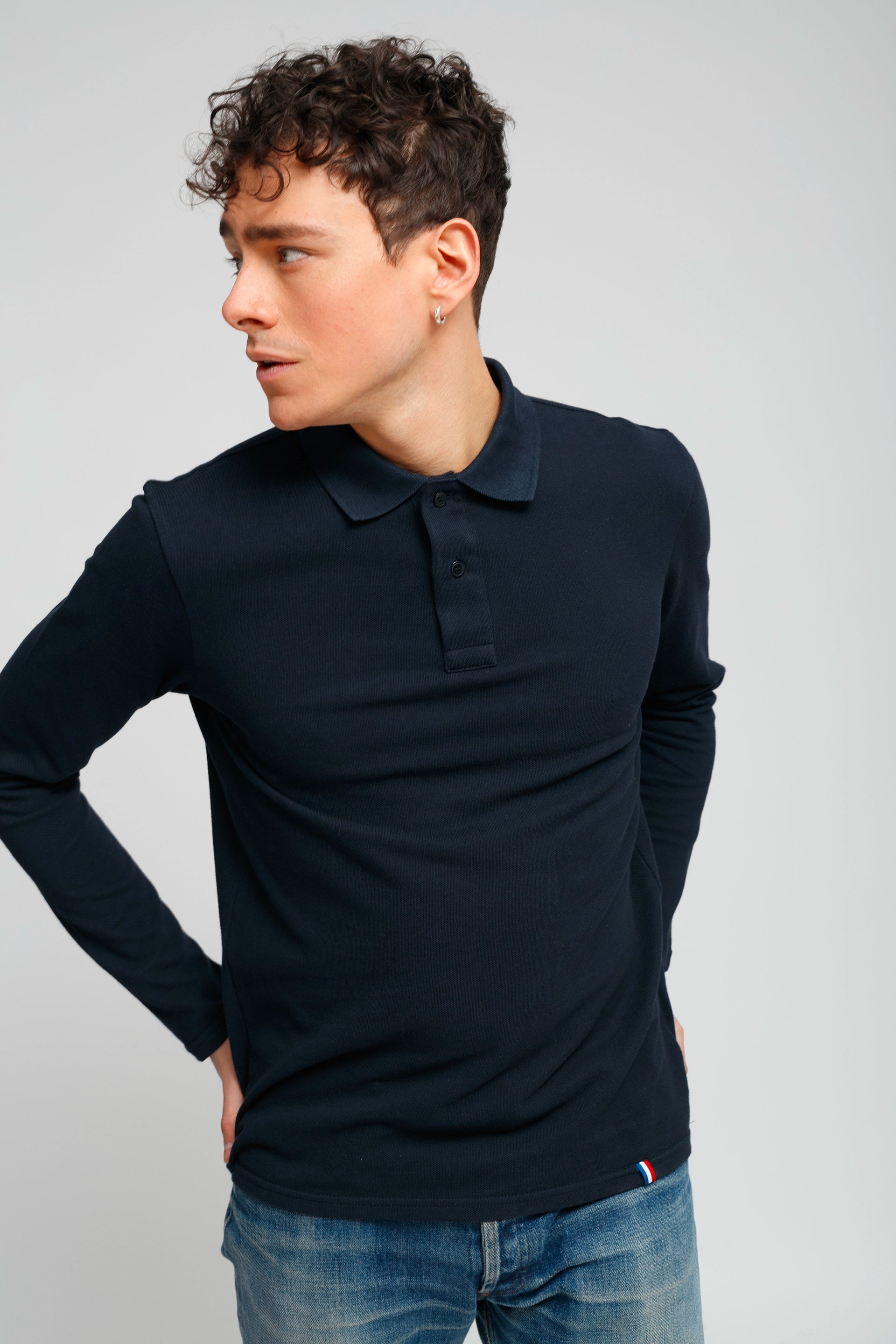 Polo bleu marine manches longues homme hotsell